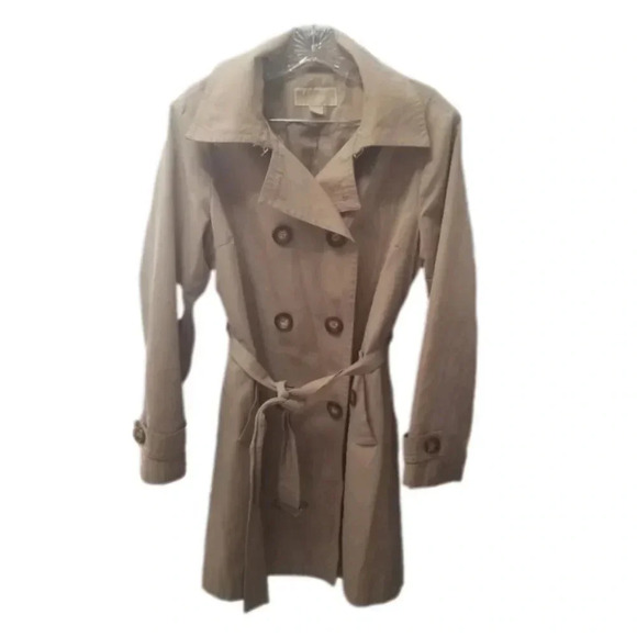 Micheal Kors  Tan Double Breasted Belted Trench Coat L - Picture 1 of 12